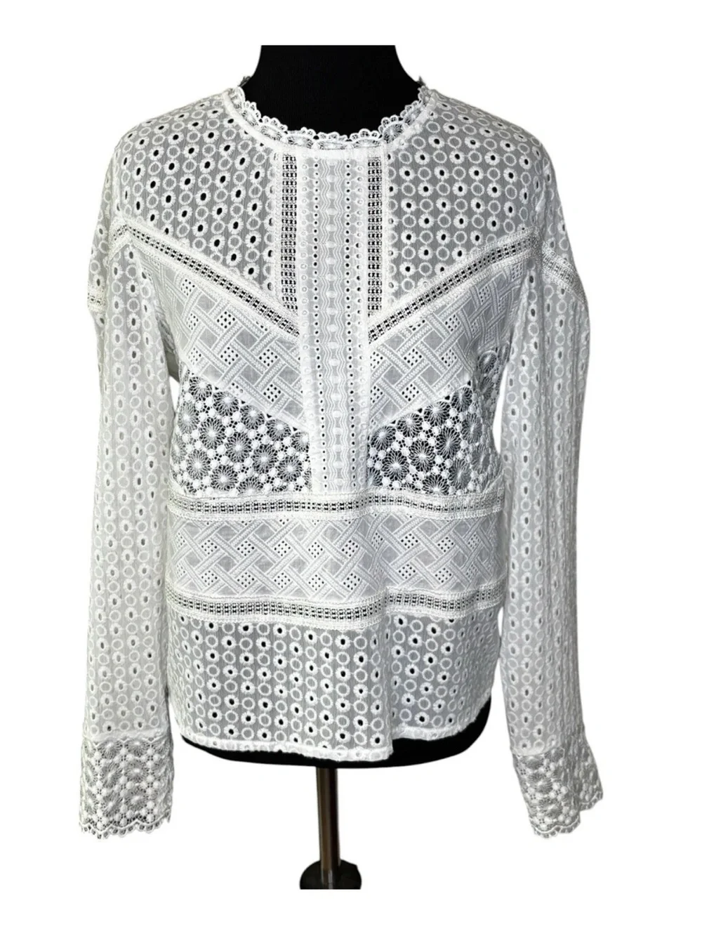 Anthropologie x James Coviello Burnham Lace Top White S Small Cottagecore